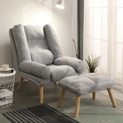 Modern Wood Frame Soft Fabric Recliner Sofa with Locking Back Angle Adjustment Image - 8