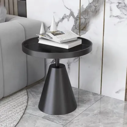 Art Deco Sintered Stone Circular Side Table Image - 13