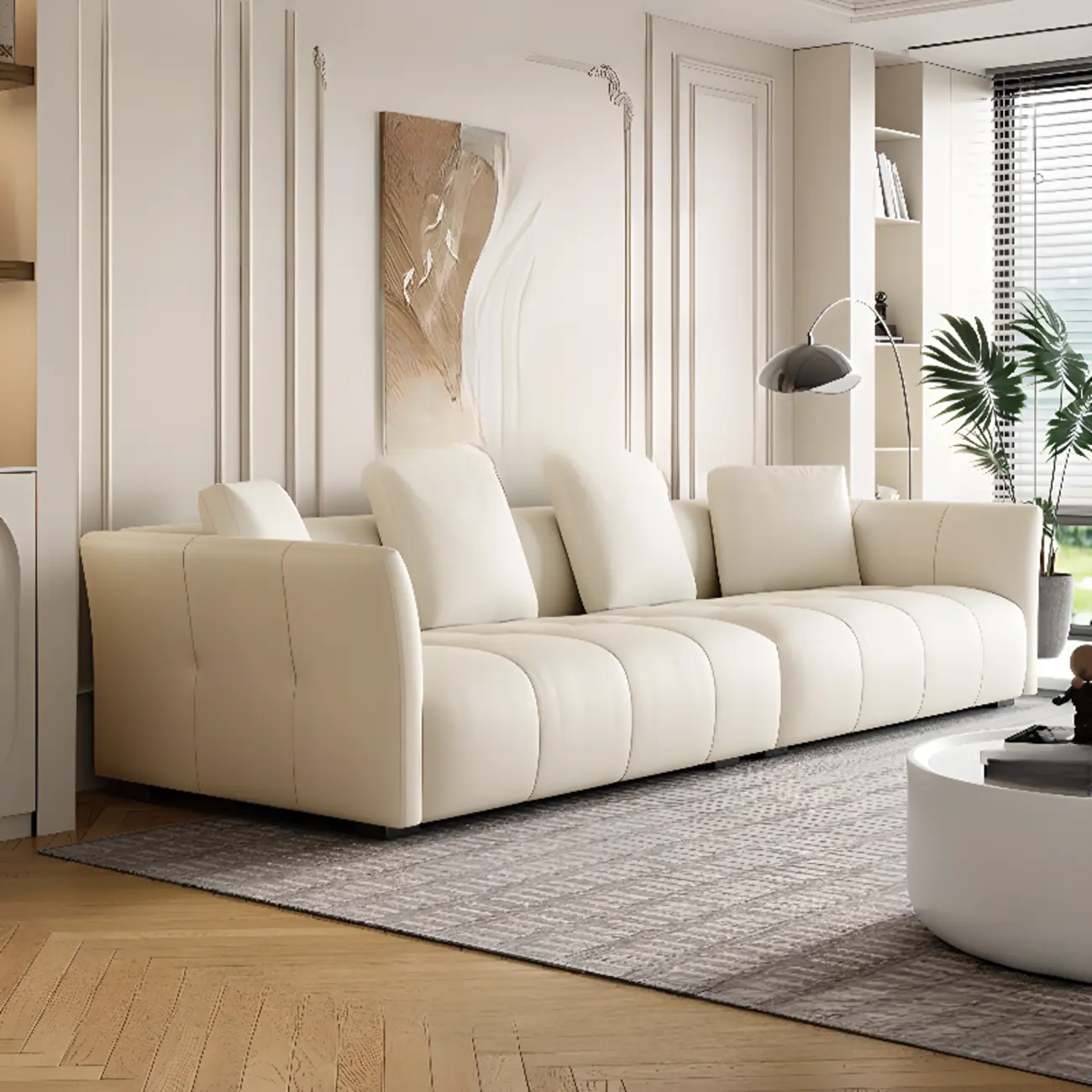 Modern Leather 118" Oversized Upholstered Sofa for Living Room Image - 1 | homeyfad