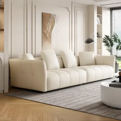 Modern Leather 118" Oversized Upholstered Sofa for Living Room Image - 1