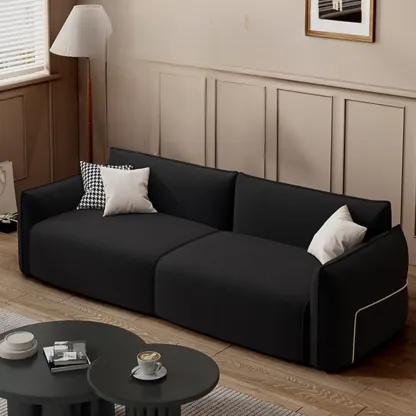 Contemporary Sherpa Upholstery Loveseat Sofa in Black/White Image - 1