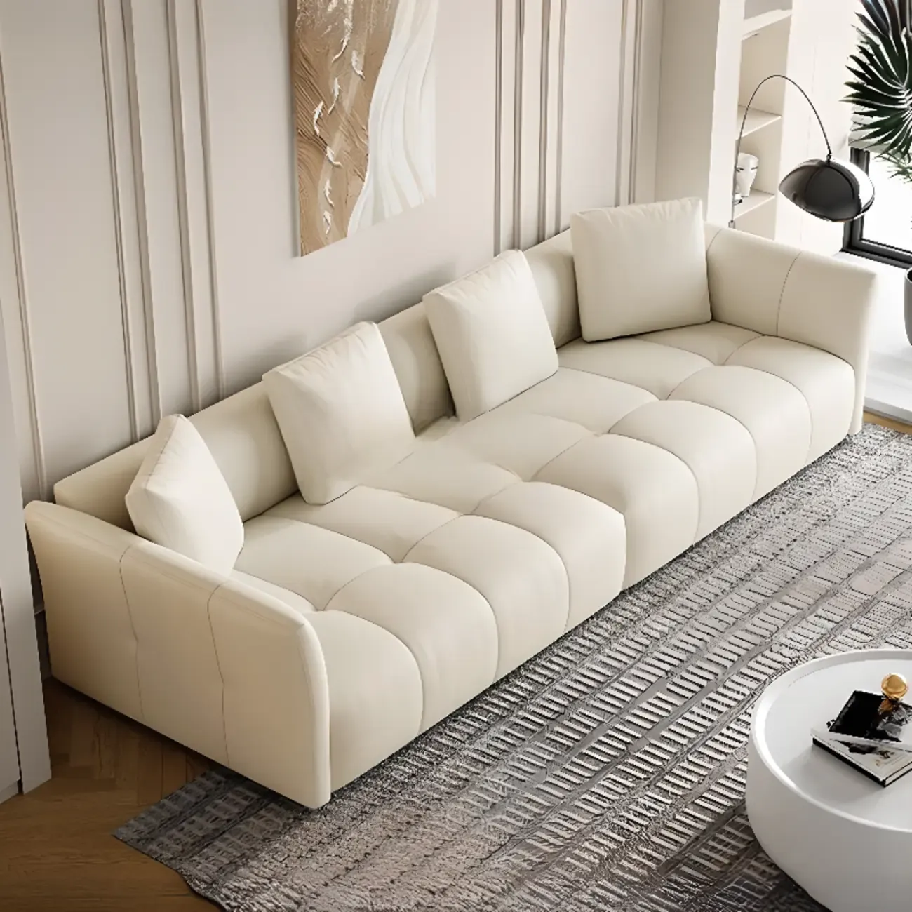 Modern Leather 118" Oversized Upholstered Sofa for Living Room Image - 2