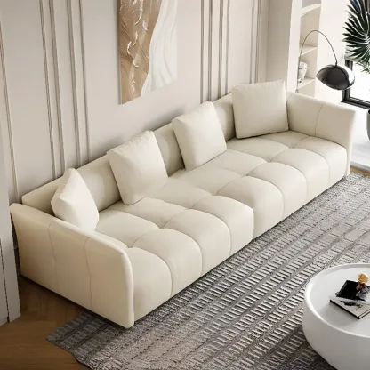 Modern Leather 118" Oversized Upholstered Sofa for Living Room Image - 2