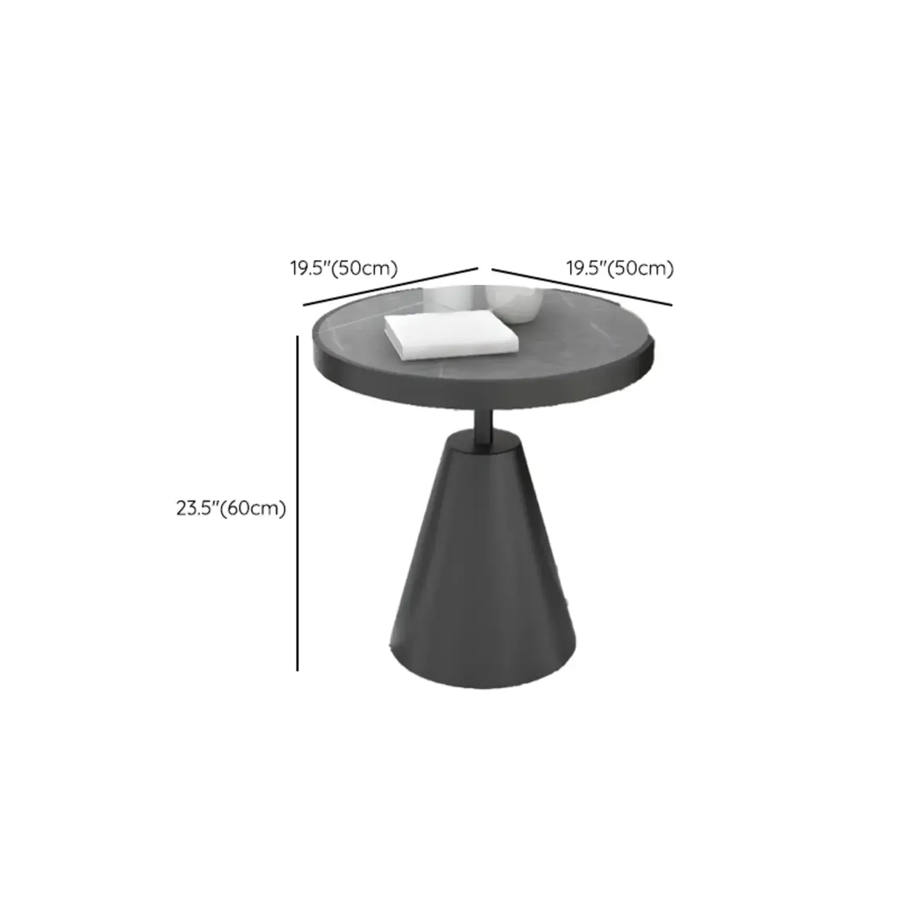 Art Deco Sintered Stone Circular Side Table Image - 15