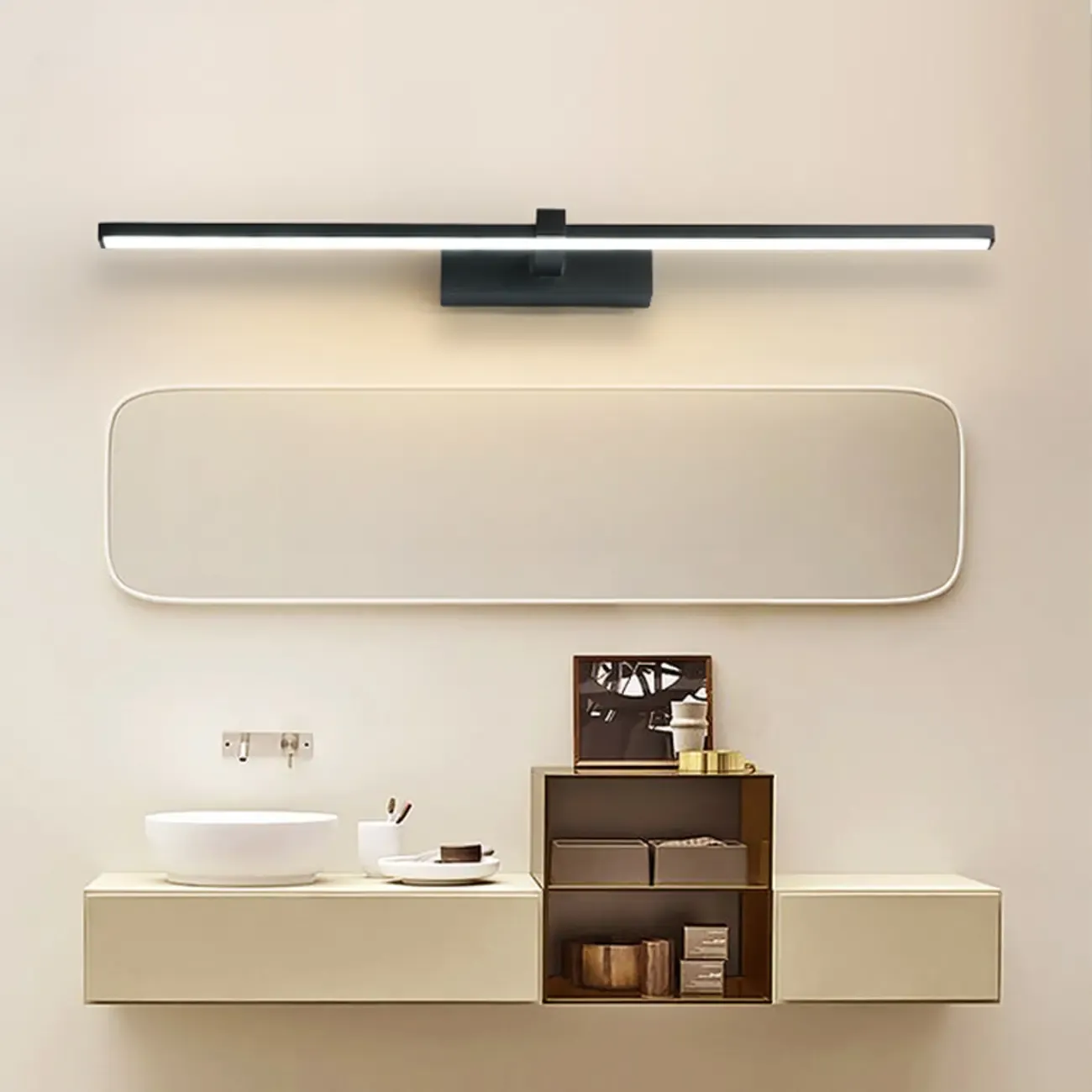 Contemporary Bathroom Wall-Mounted Vanity Lights with Shade Image - 3