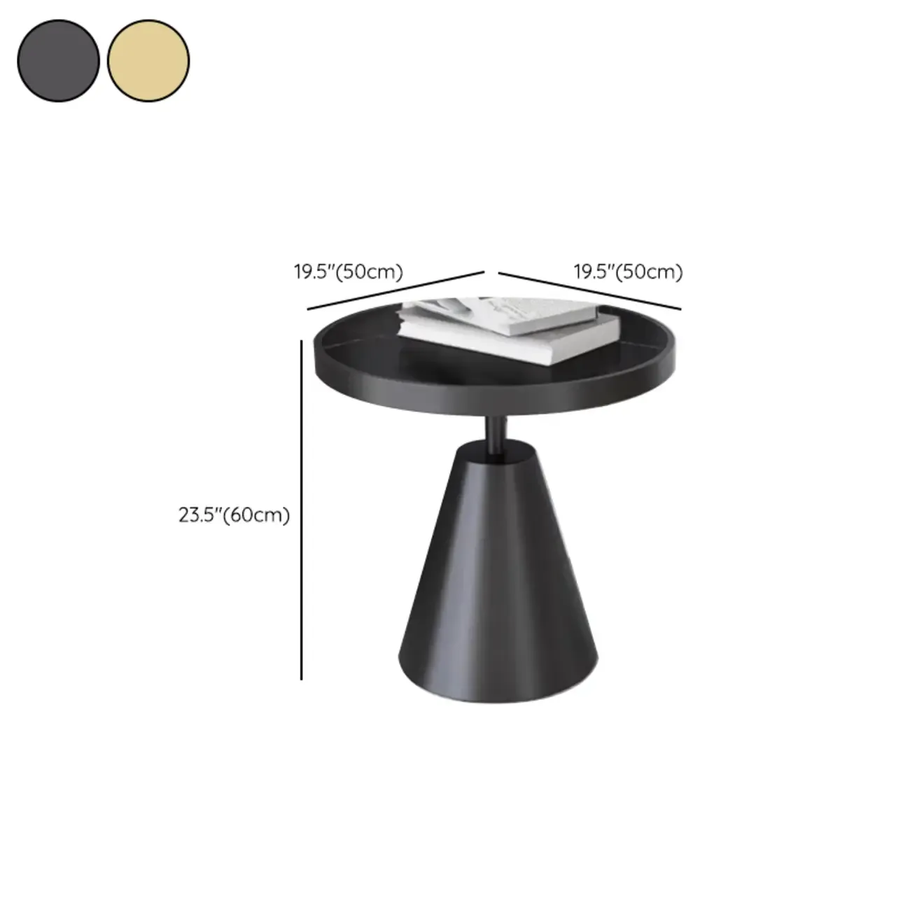 Art Deco Sintered Stone Circular Side Table Image - 16