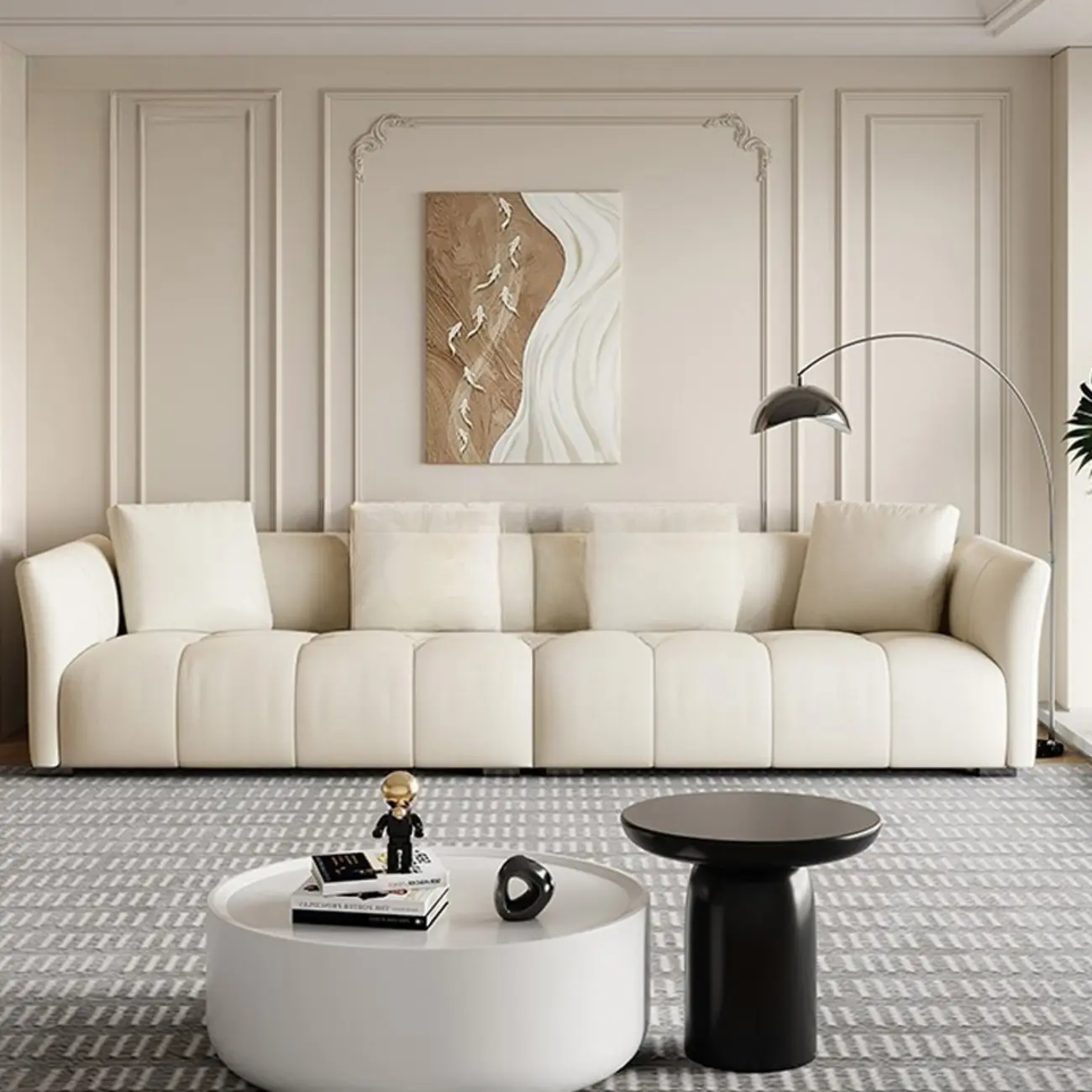 Modern Leather 118" Oversized Upholstered Sofa for Living Room Image - 3 | homeyfad