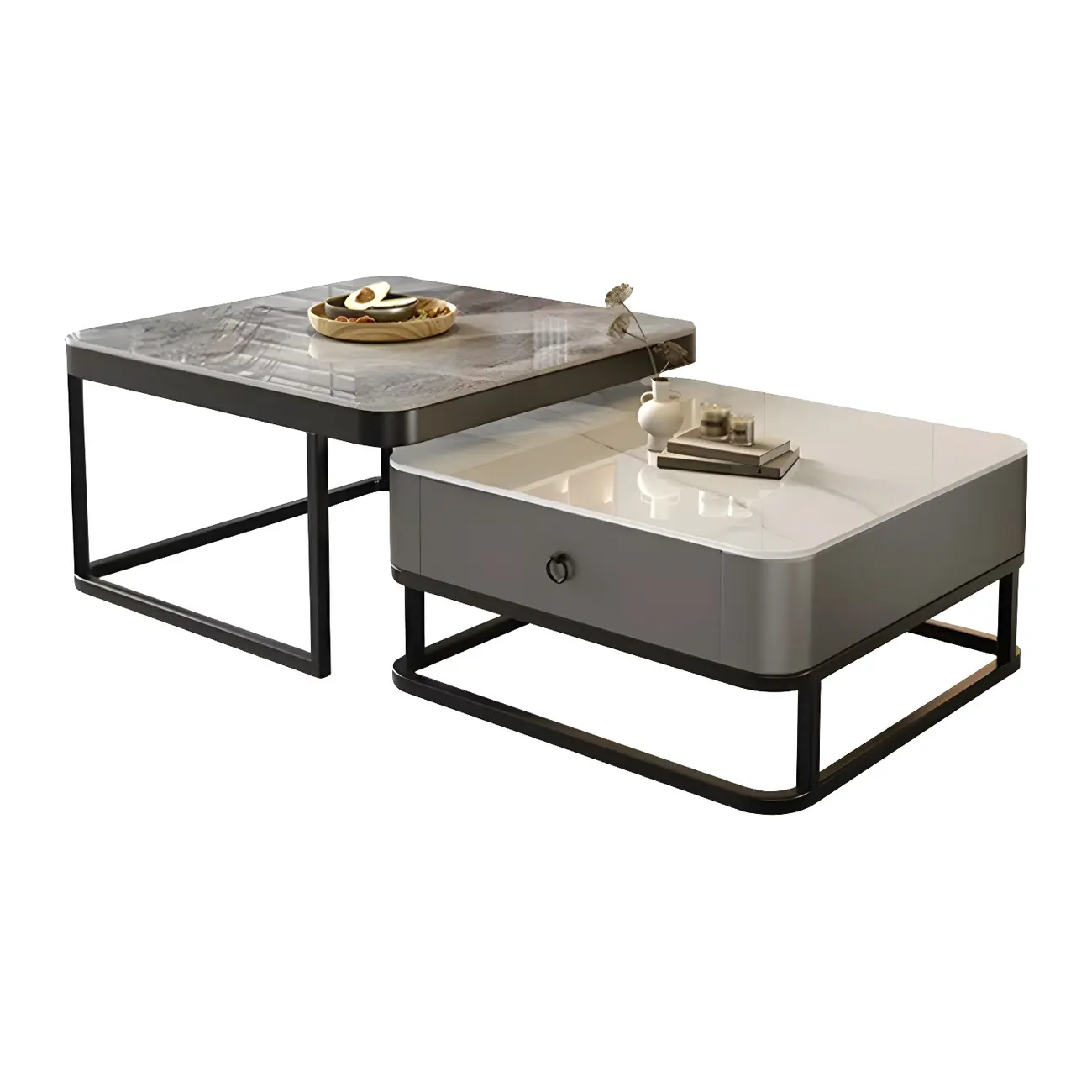 Minimalist Marble Coffee Table with Storage for Living Room Image - 8 | homeyfad