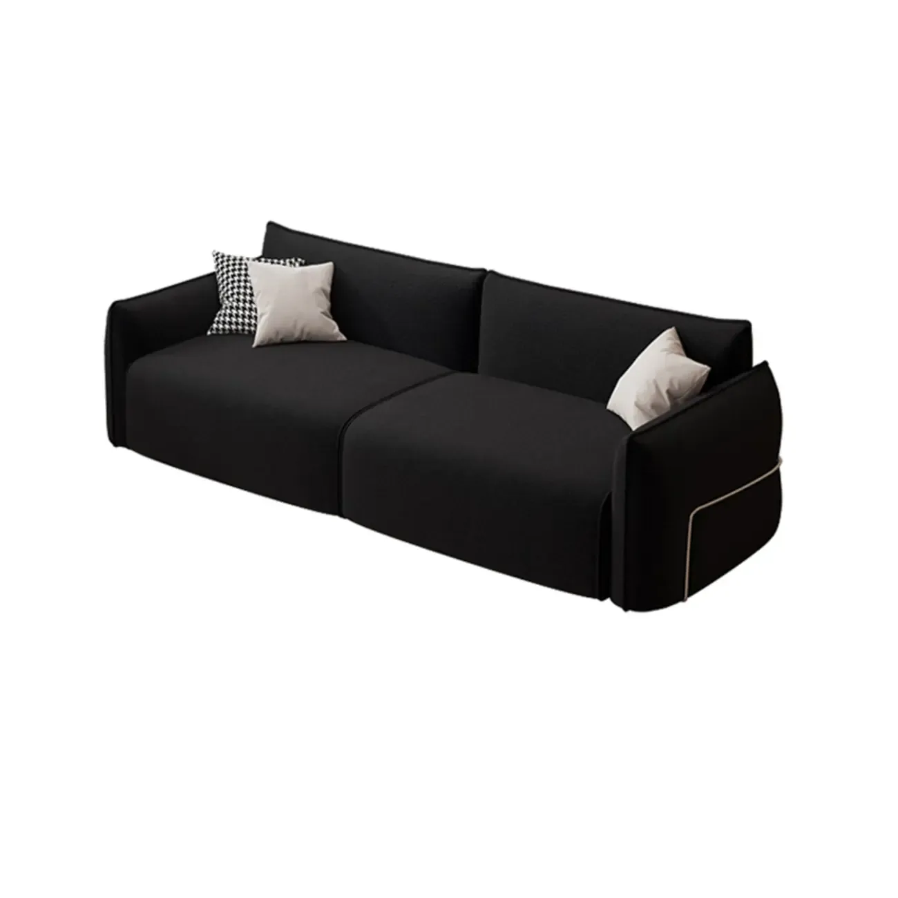 Contemporary Sherpa Upholstery Loveseat Sofa in Black/White Image - 5