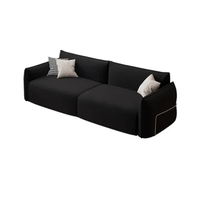 Contemporary Sherpa Upholstery Loveseat Sofa in Black/White Image - 5