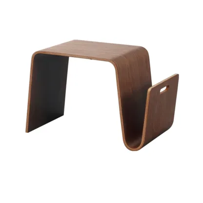 Fashion N Shaped Wood End Table with Magazine Rack Image - 3
