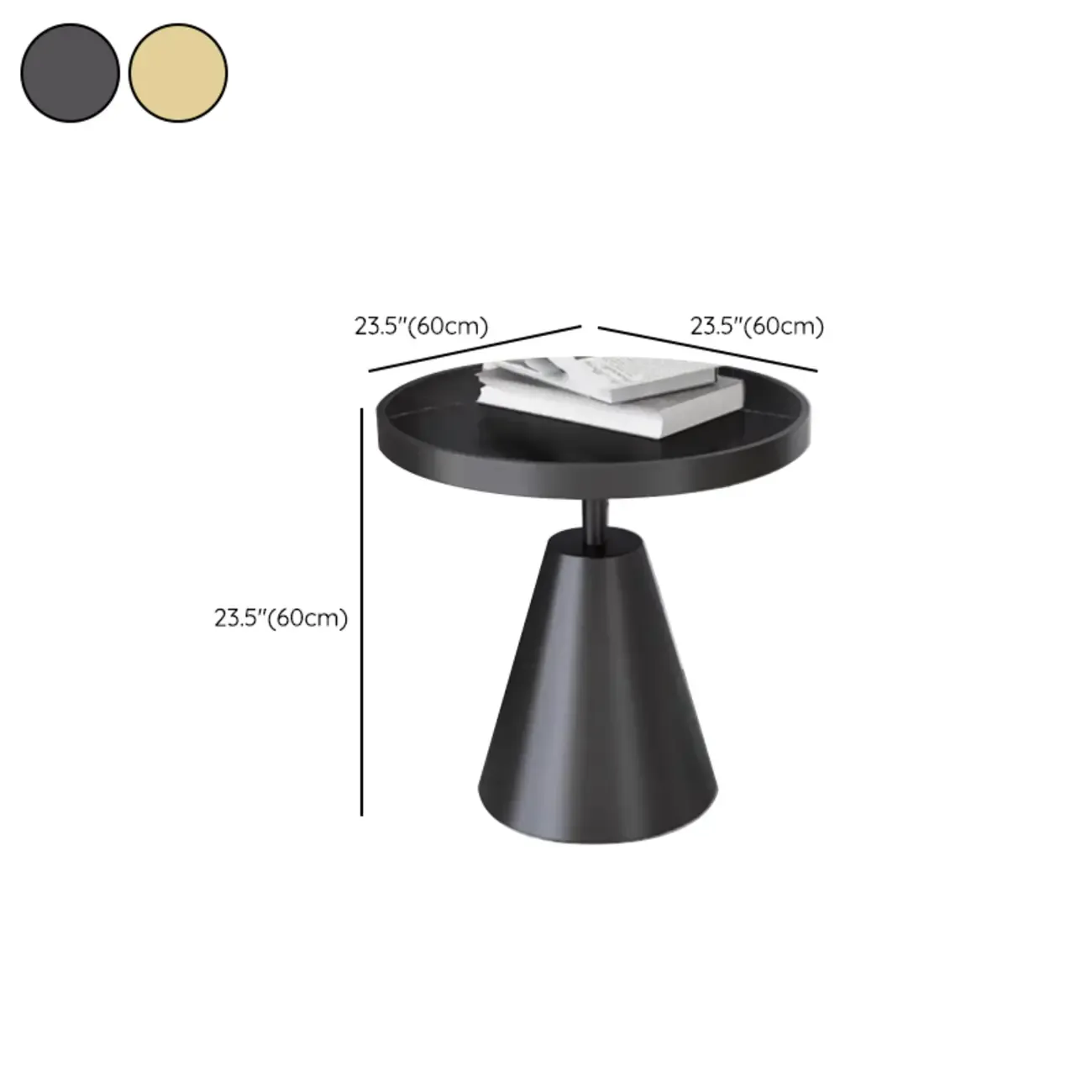 Art Deco Sintered Stone Circular Side Table Image - 20