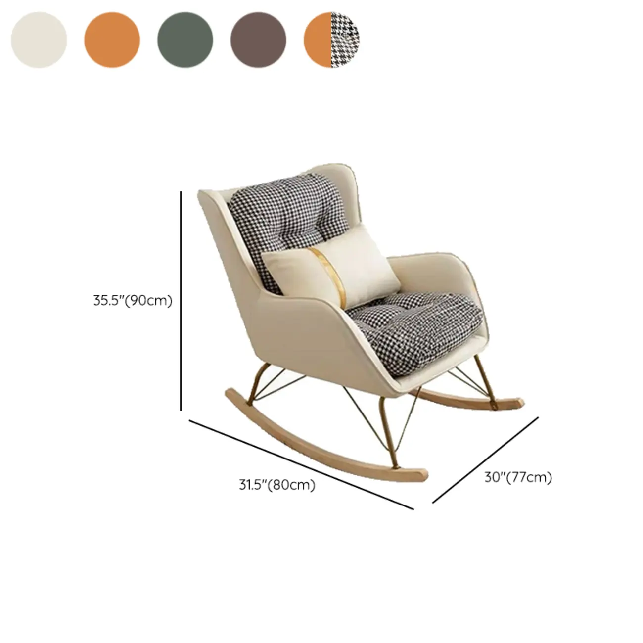 2 Piece Set Upholstered Rocking Chair Couch for Living Room #size