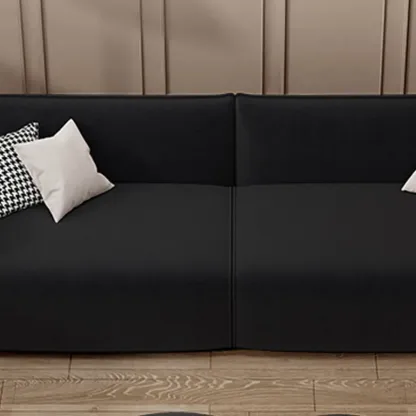 Contemporary Sherpa Upholstery Loveseat Sofa in Black/White Image - 7