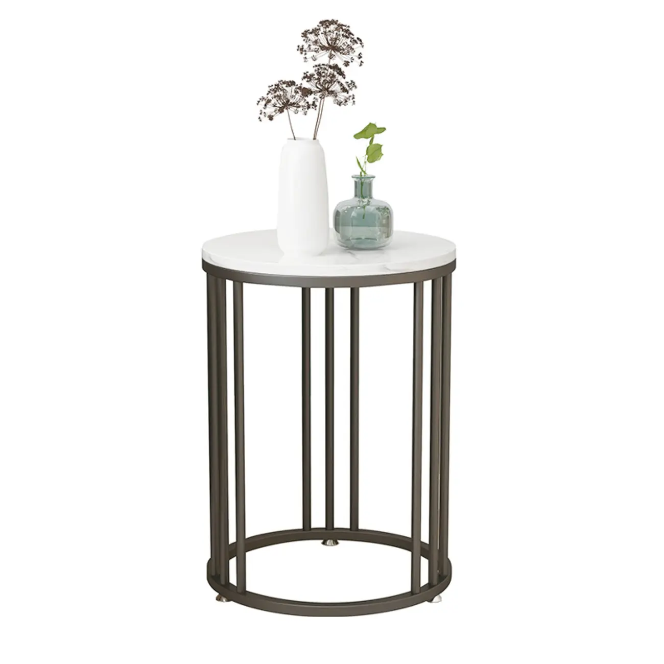 Modern Gold Metal Round 2 Tiers Side Table for Living Room Image - 4 | homeyfad