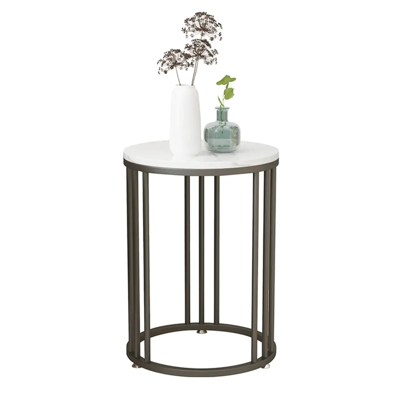 Modern Gold Metal Round 2 Tiers Side Table for Living Room Image - 4