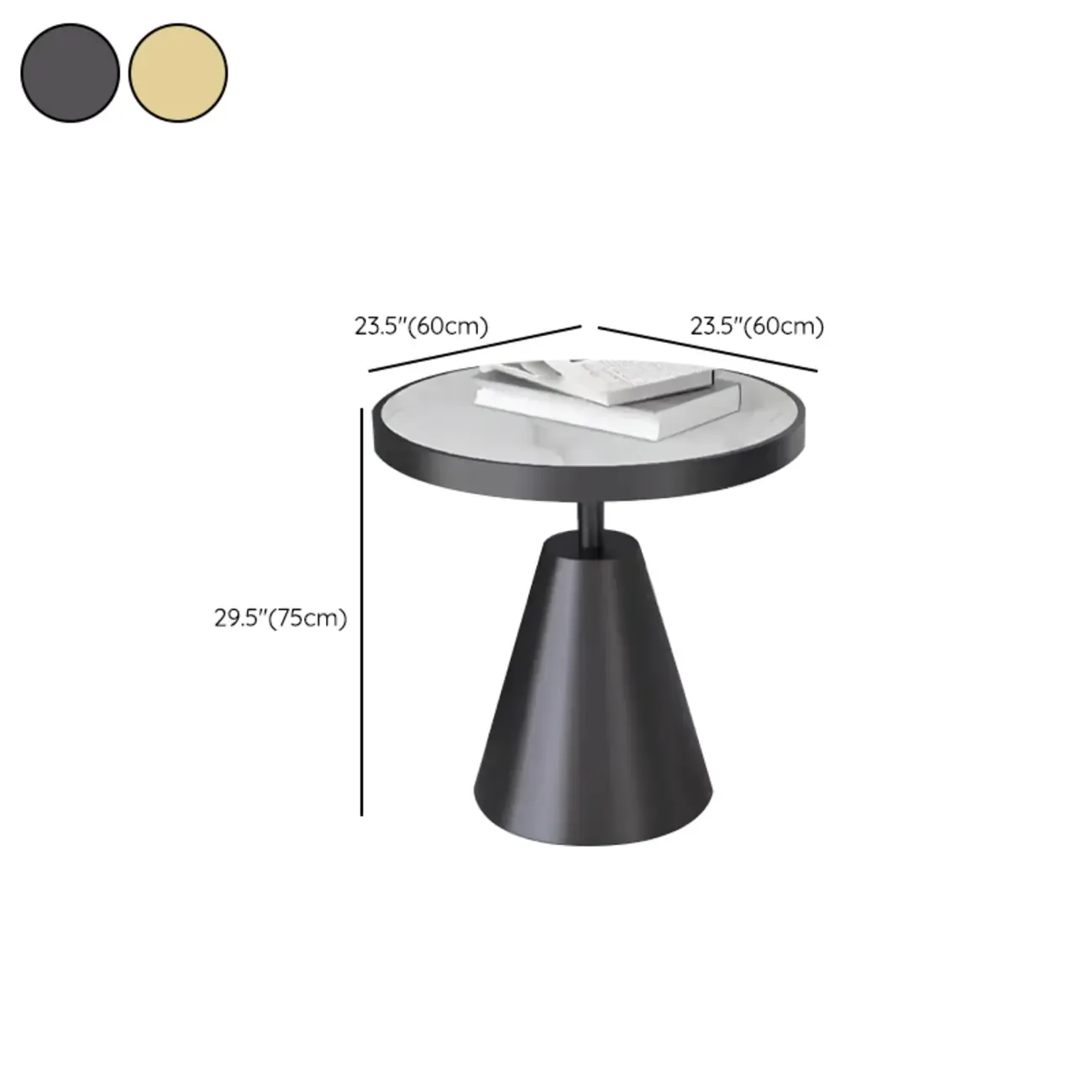 Art Deco Sintered Stone Circular Side Table Image - 22