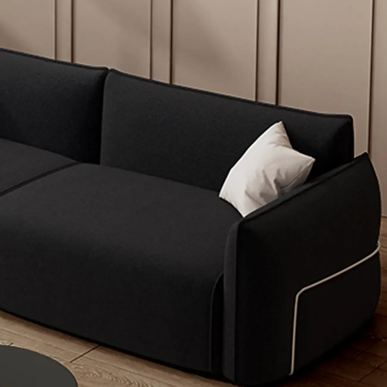 Contemporary Sherpa Upholstery Loveseat Sofa in Black/White Image - 8