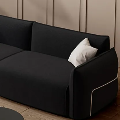 Contemporary Sherpa Upholstery Loveseat Sofa in Black/White Image - 8