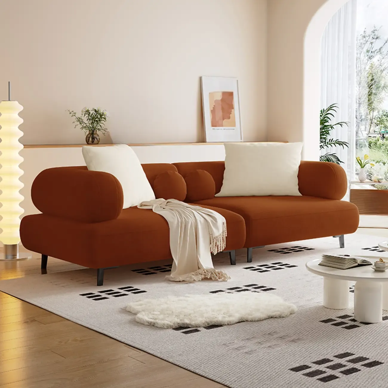 Italian Minimalist Casual Sofa Upholstered 3 Seater Sofa Image - 14