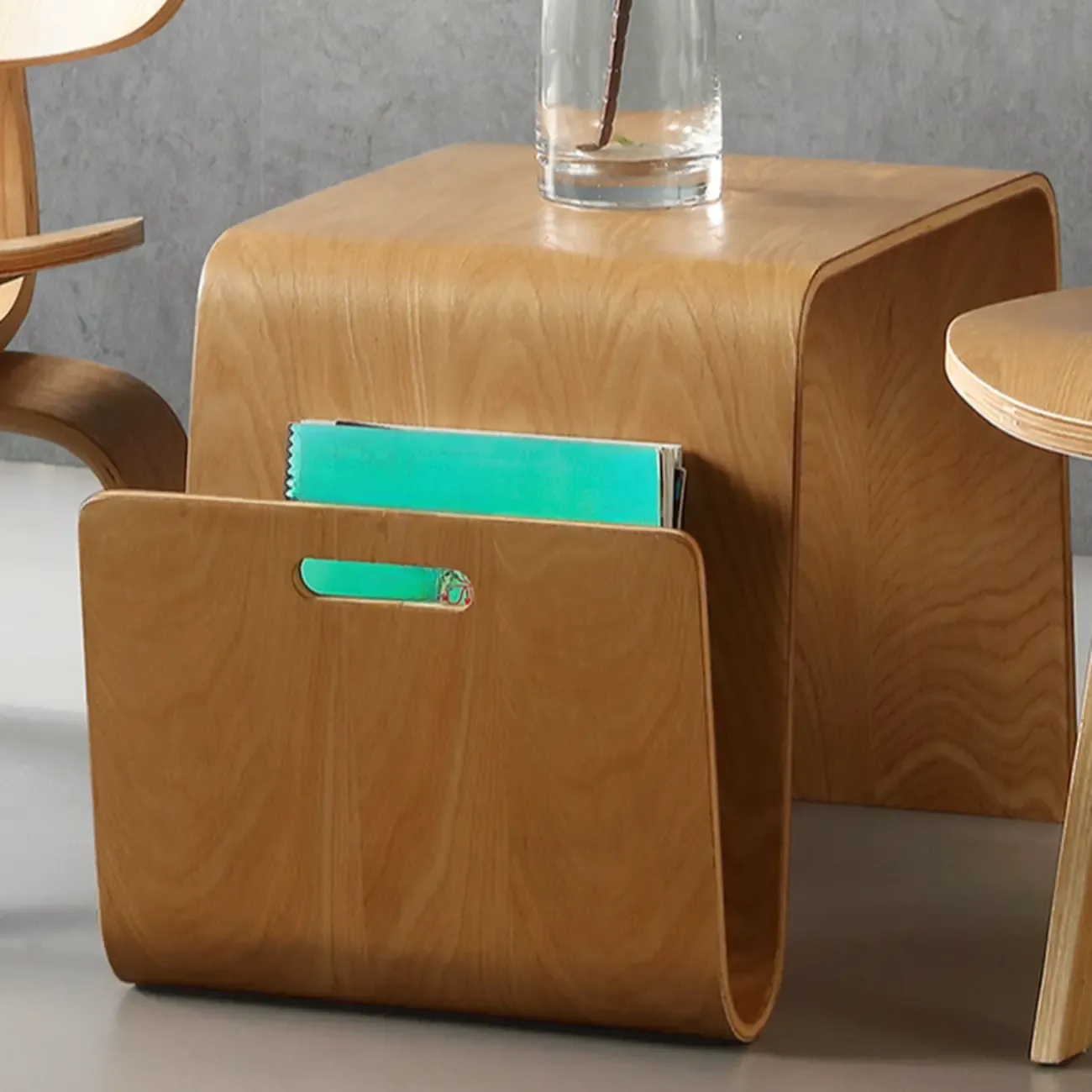 Fashion N Shaped Wood End Table with Magazine Rack Image - 5
