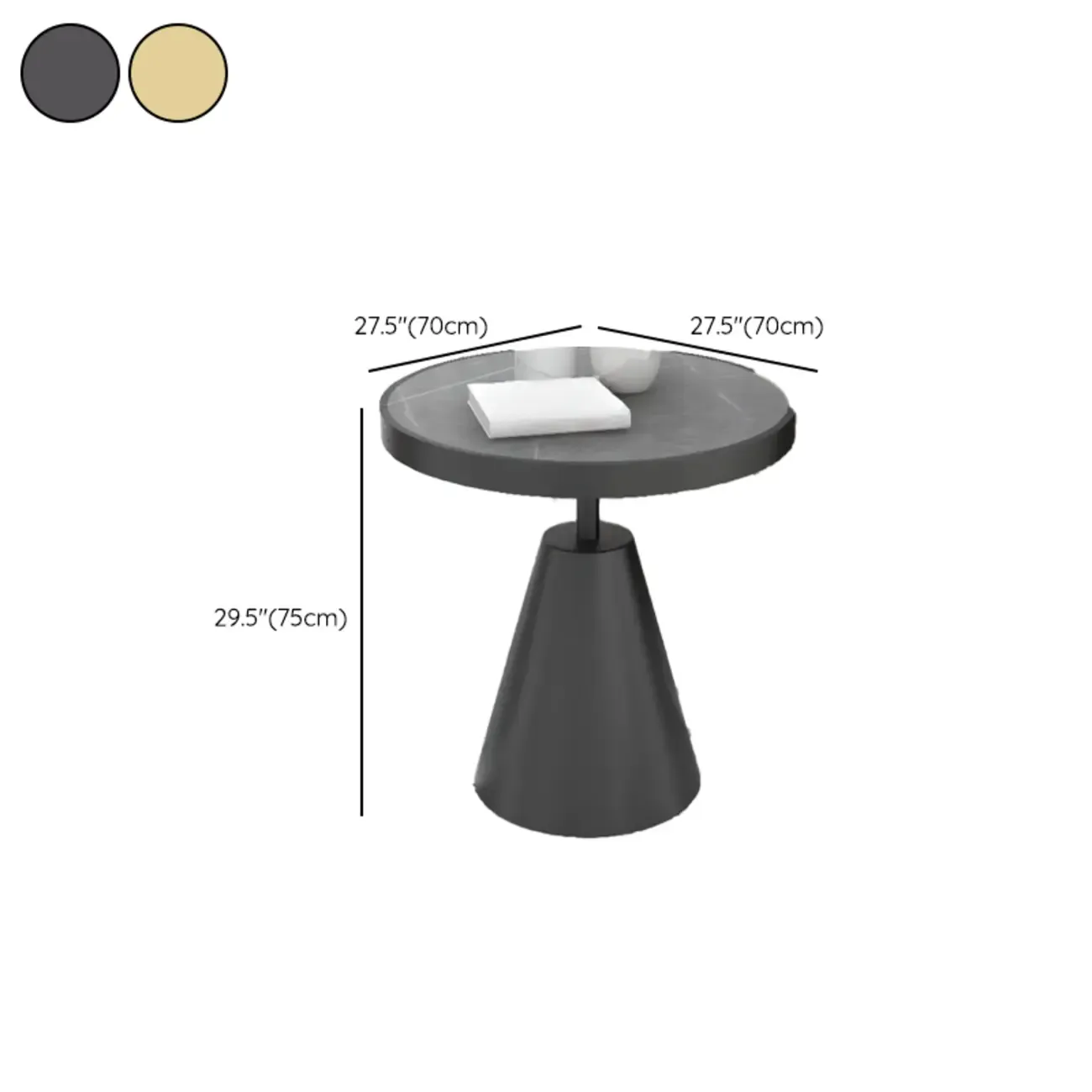 Art Deco Sintered Stone Circular Side Table Image - 25