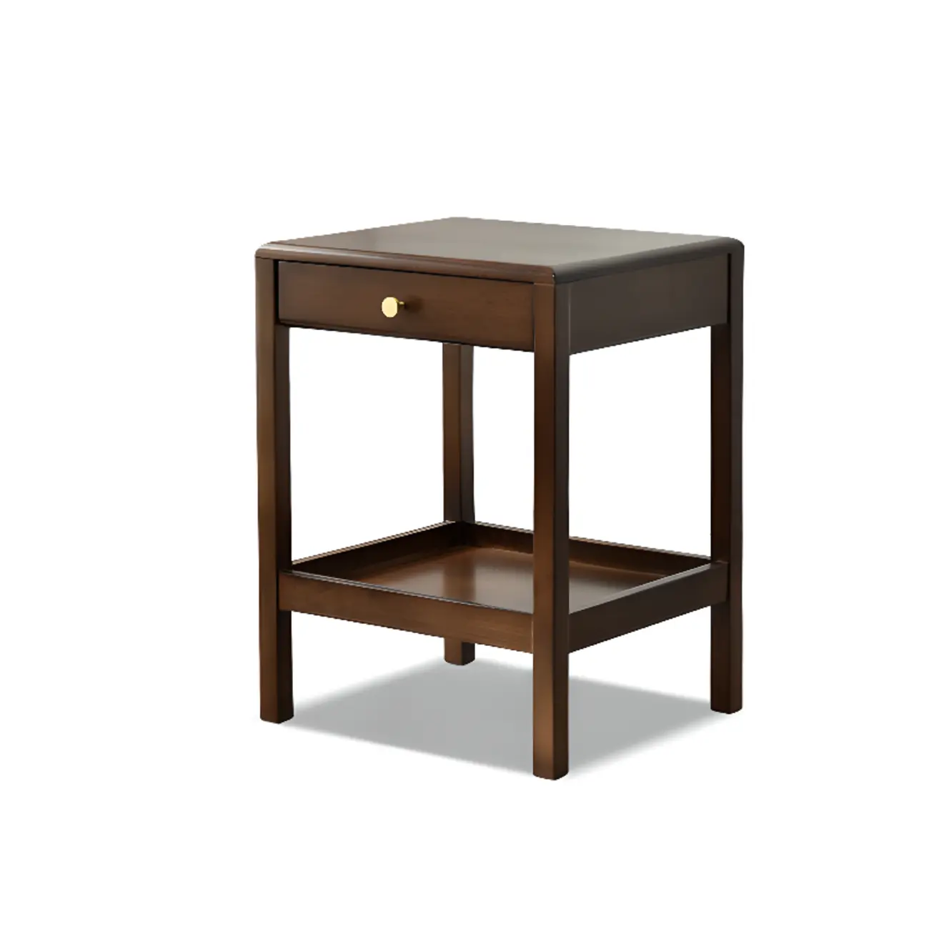 Retro Wooden Brown Side Table with Drawer for Bedroom Image - 2 | homeyfad