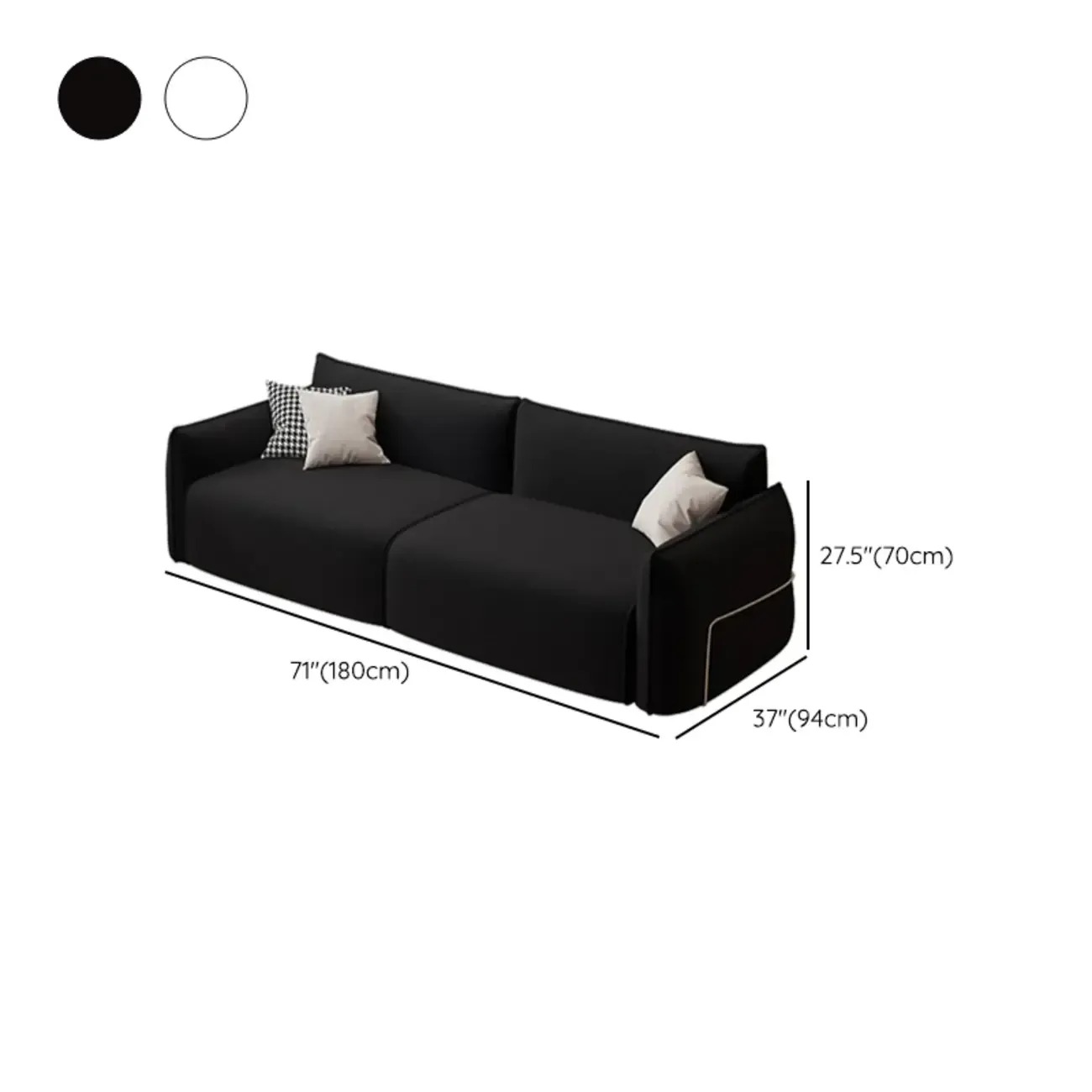 Contemporary Sherpa Upholstery Loveseat Sofa in Black/White #size