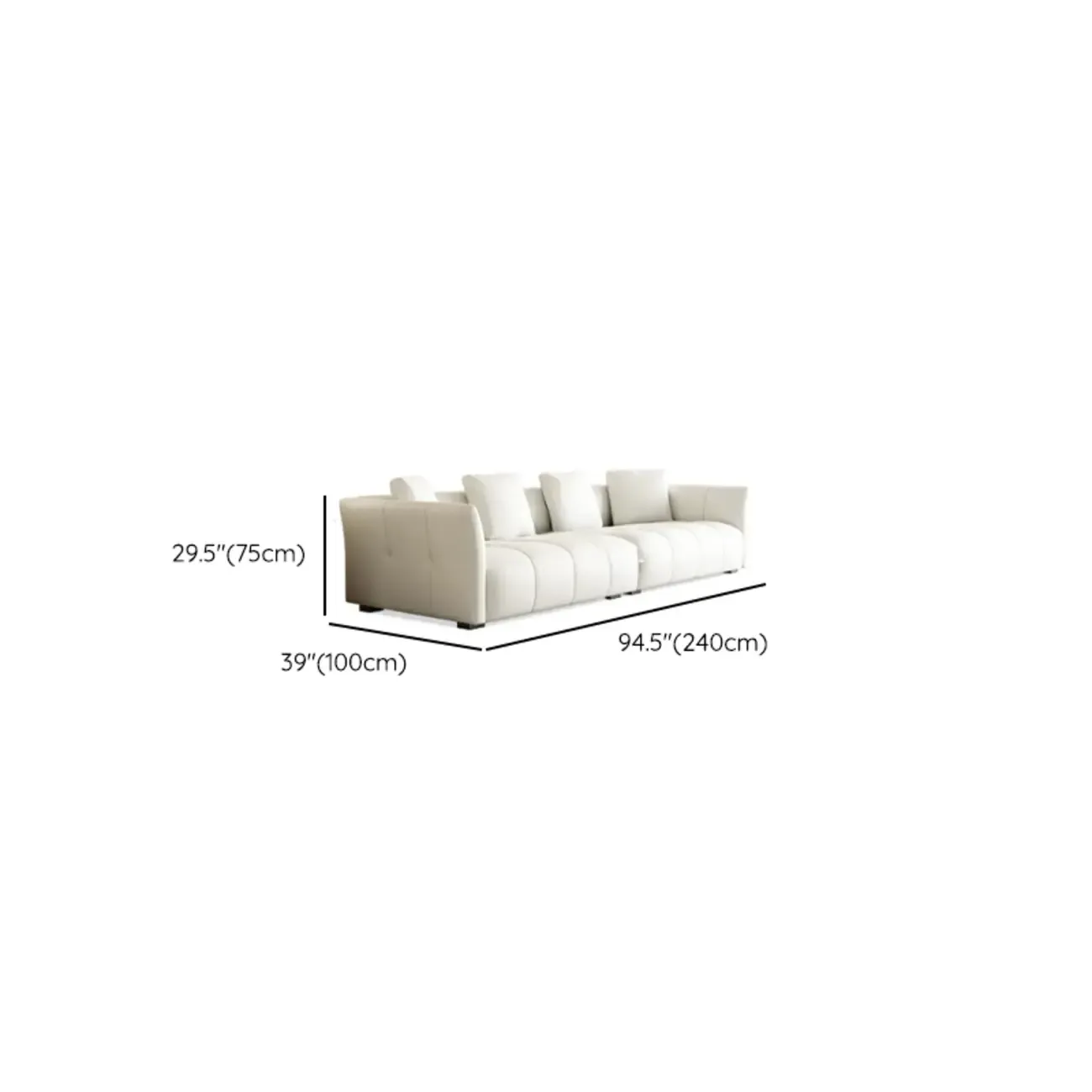 Modern Leather 118" Oversized Upholstered Sofa for Living Room #size