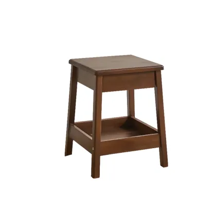 Retro Wooden Brown Side Table with Drawer for Bedroom Image - 3
