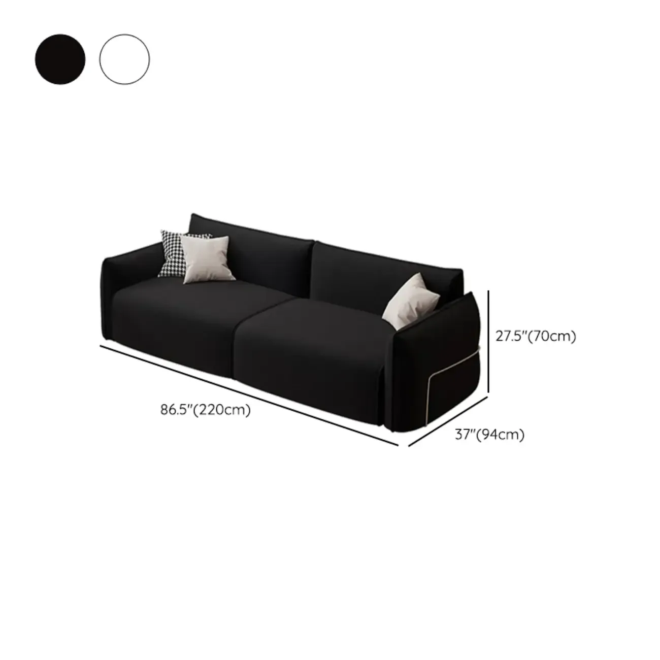 Contemporary Sherpa Upholstery Loveseat Sofa in Black/White Image - 12