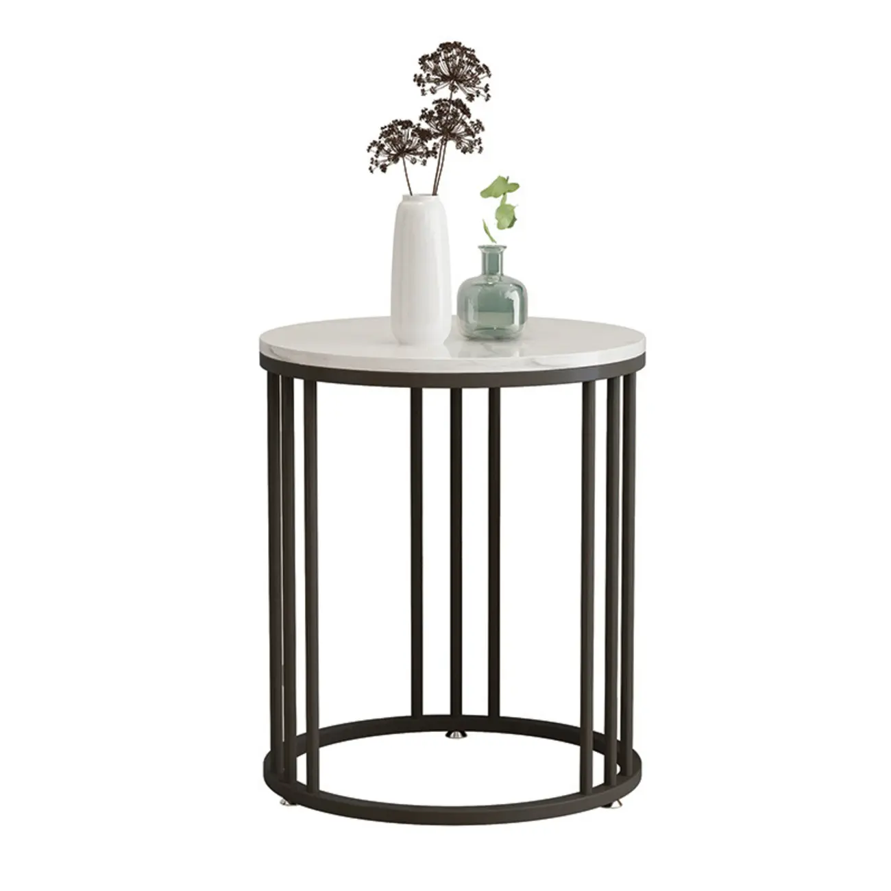 Modern Gold Metal Round 2 Tiers Side Table for Living Room Image - 11 | homeyfad