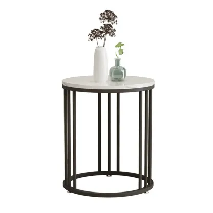 Modern Gold Metal Round 2 Tiers Side Table for Living Room Image - 11