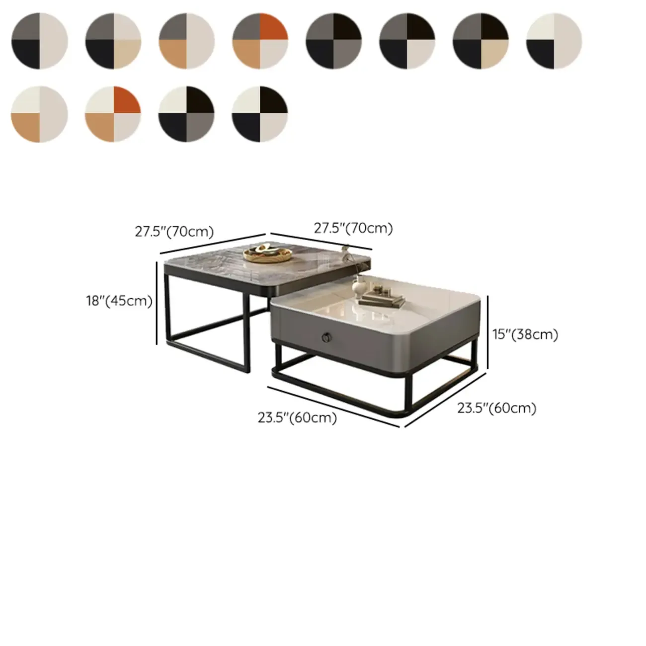 Minimalist Marble Coffee Table with Storage for Living Room #size