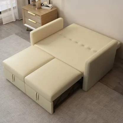 3 in 1 Pull-Out Sofa Bed Sleeper Convertible 3 Seater Sofa & Couches with 2 Drawers and 2 Pillows Image - 2
