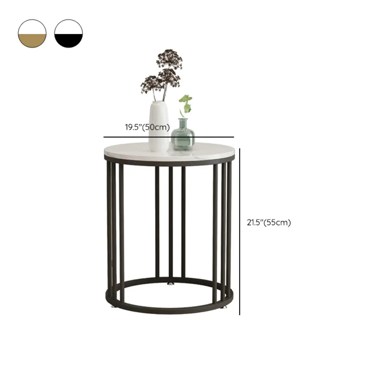 Modern Gold Metal Round 2 Tiers Side Table for Living Room Image - 14 | homeyfad