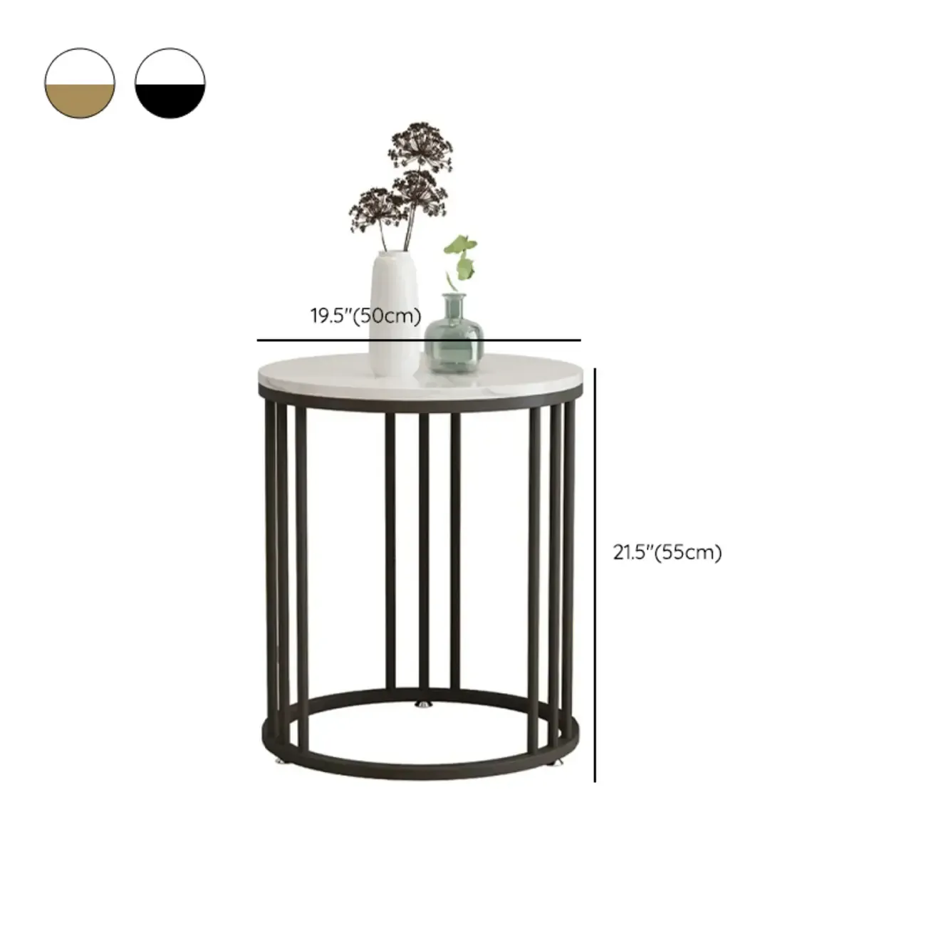 Modern Gold Metal Round 2 Tiers Side Table for Living Room Image - 14