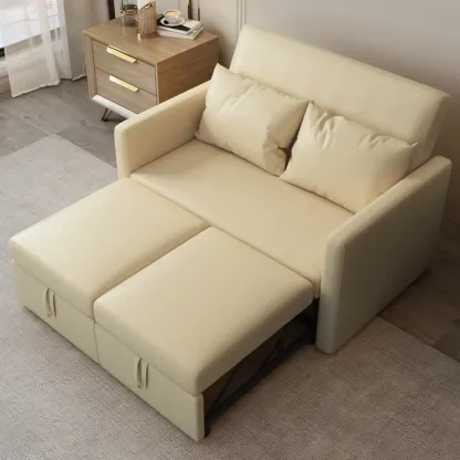 3 in 1 Pull-Out Sofa Bed Sleeper Convertible 3 Seater Sofa & Couches with 2 Drawers and 2 Pillows Image - 4