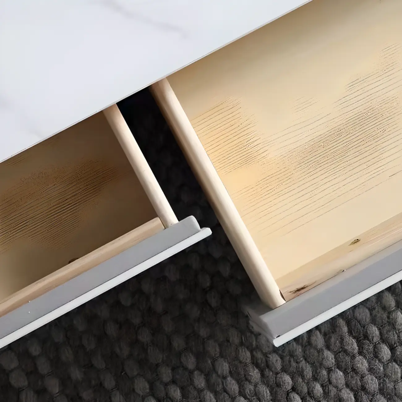 Minimalist White Stone TV Stand with Storage for Living Room Image - 7 | homeyfad