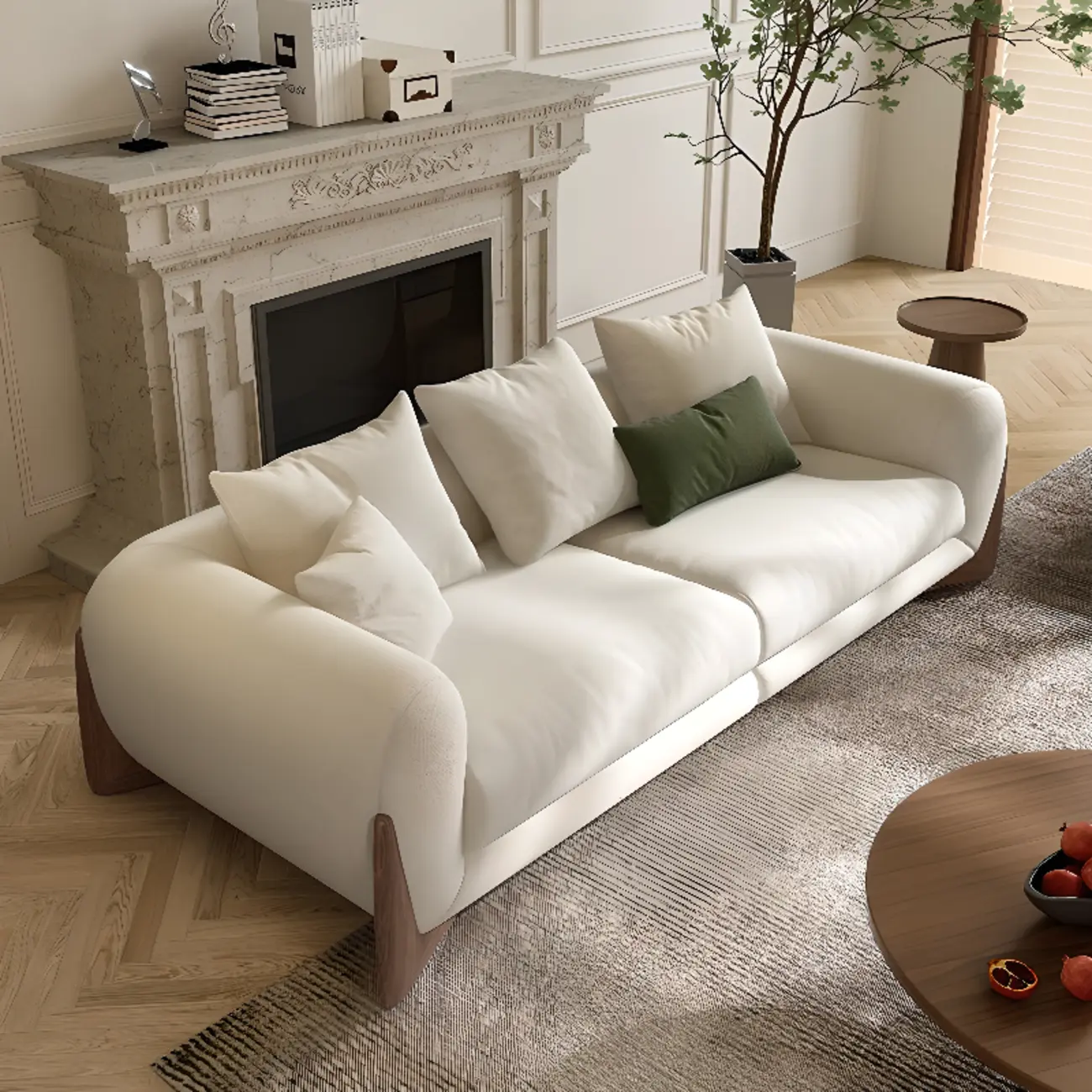 Upholstered Wooden Single 3 Seater Sofa for Living Room Comfy Sleeper Couch  Image - 1 | homeyfad