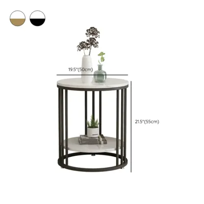 Modern Gold Metal Round 2 Tiers Side Table for Living Room Image - 16