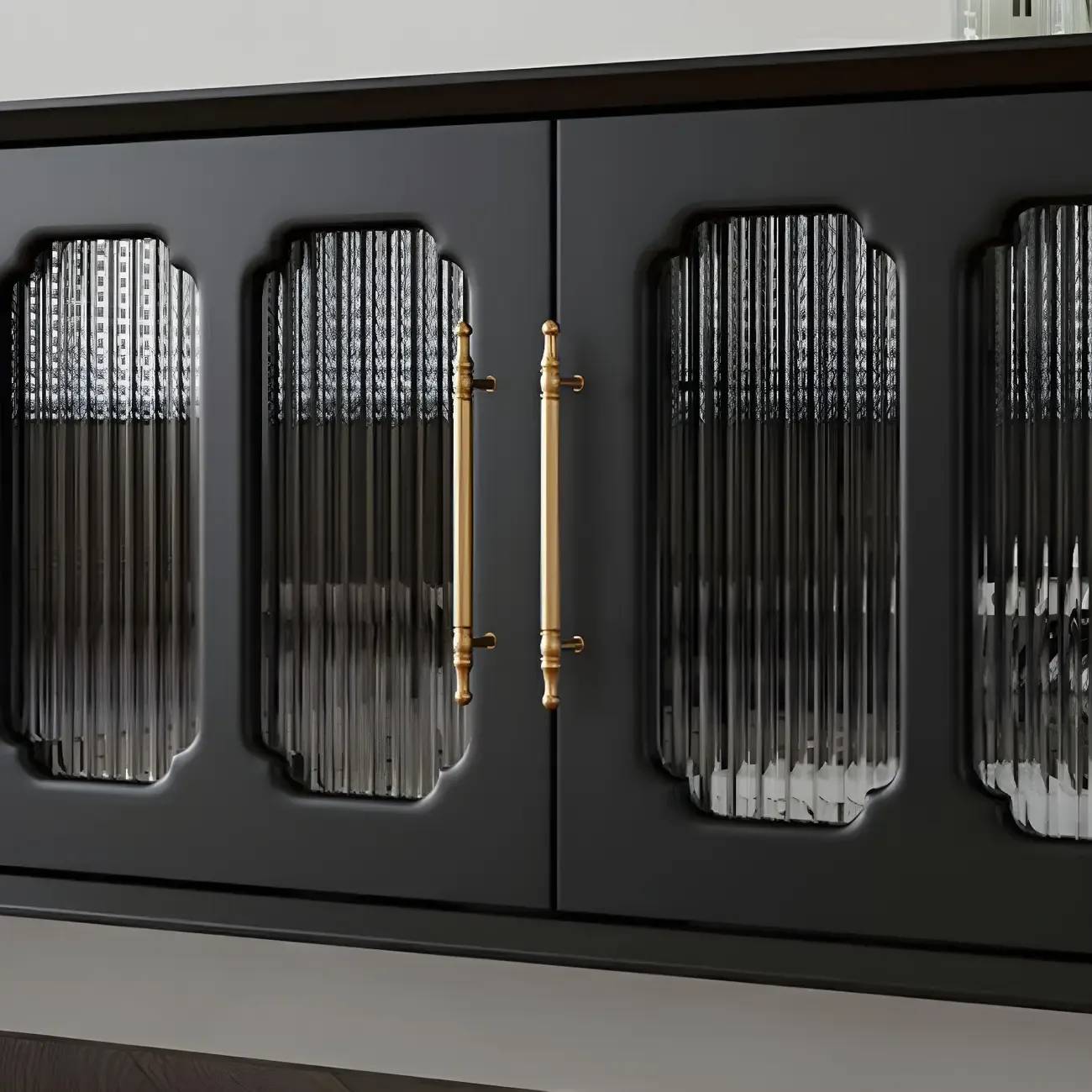 Elegant Black Wooden TV Stand with Drawers and Cabinets Image - 3