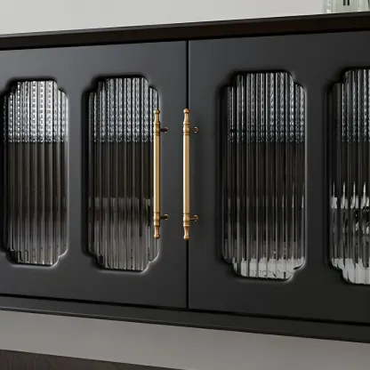 Elegant Black Wooden TV Stand with Drawers and Cabinets Image - 3