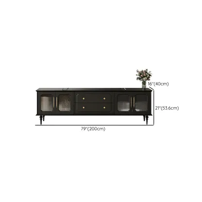 Elegant Black Wooden TV Stand with Drawers and Cabinets #size