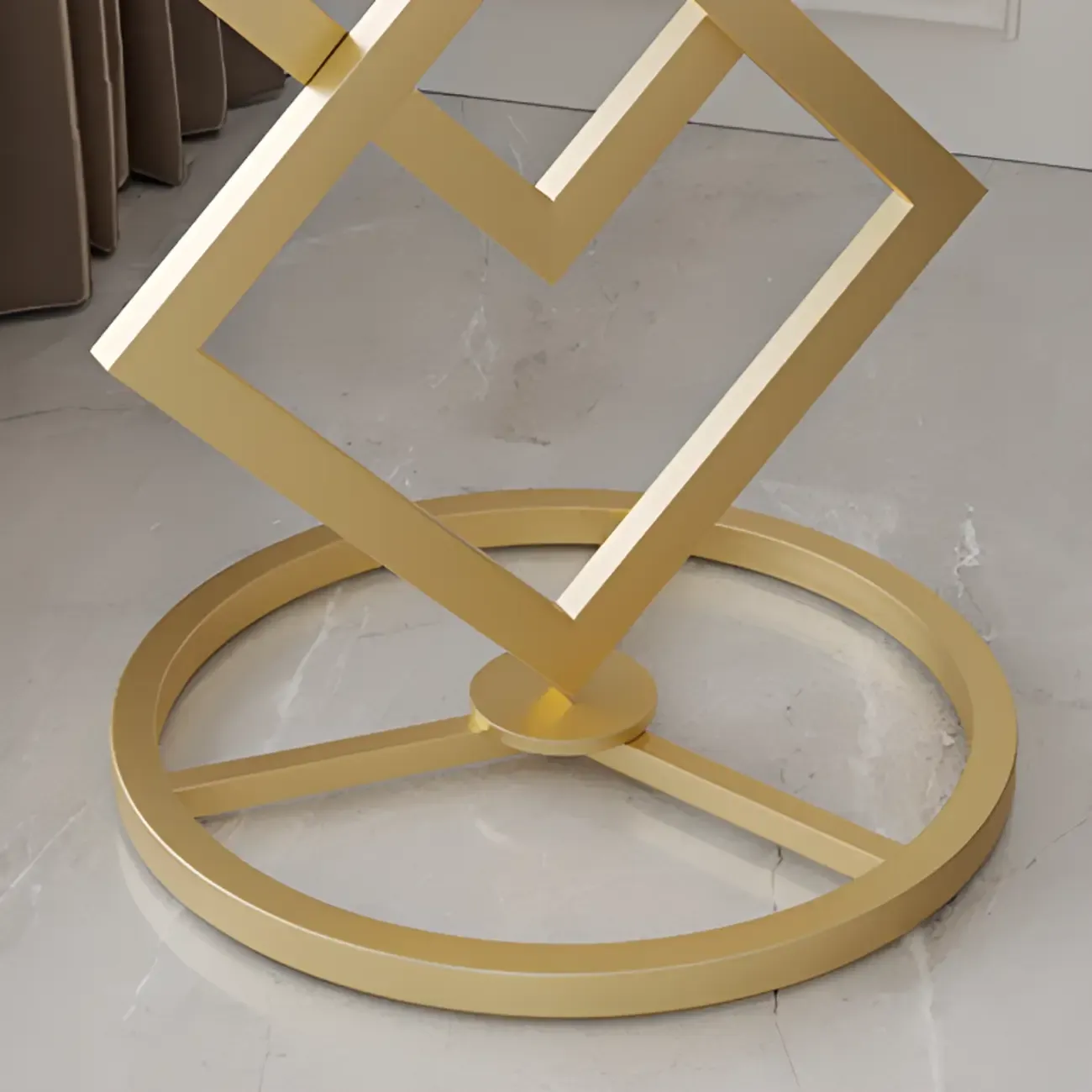 Contemporary Sintered Stone Circular Chairside Table with Framework Parlor, Table Only Image - 2
