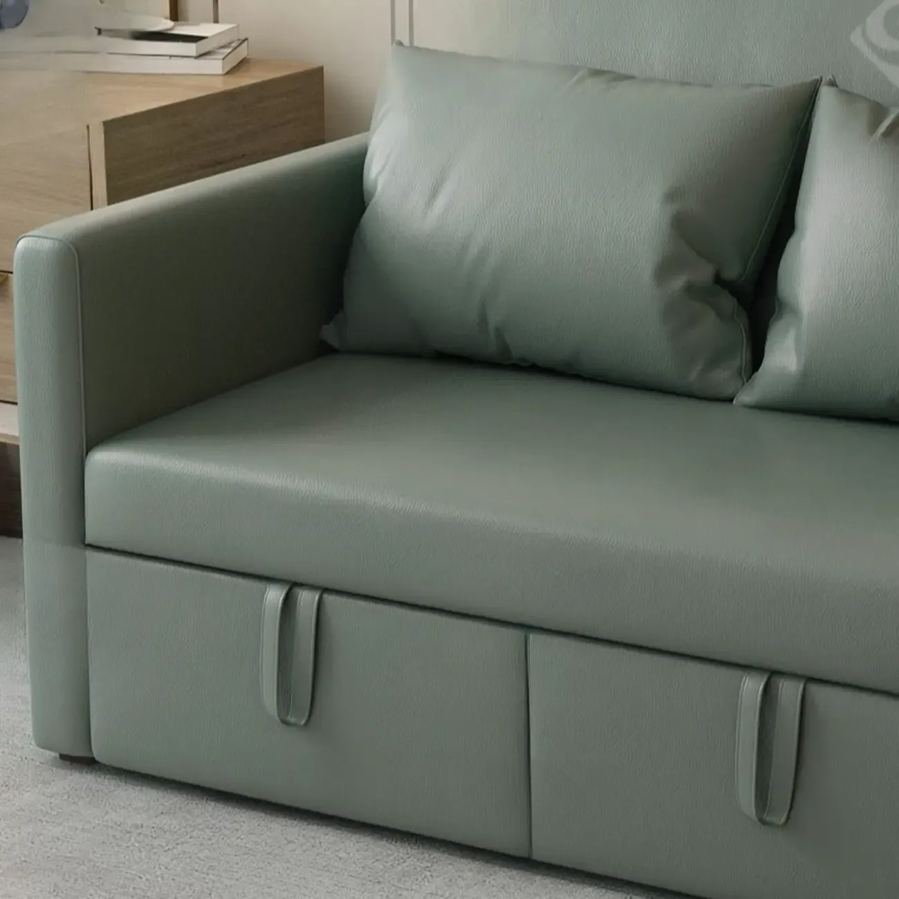 3 in 1 Pull-Out Sofa Bed Sleeper Convertible 3 Seater Sofa & Couches with 2 Drawers and 2 Pillows Image - 10