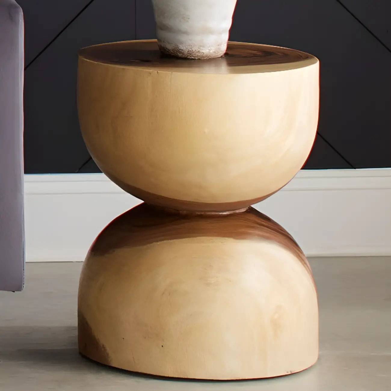Modern Wood Hourglass End Table for Living Room Image - 2 | homeyfad