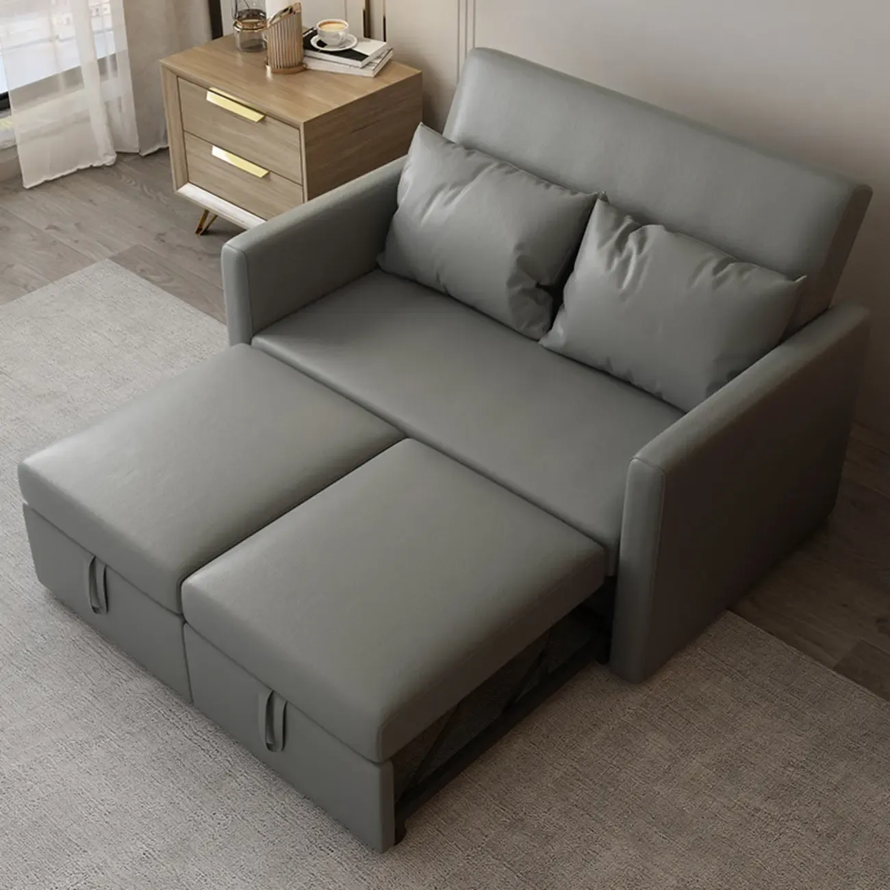 3 in 1 Pull-Out Sofa Bed Sleeper Convertible 3 Seater Sofa & Couches with 2 Drawers and 2 Pillows Image - 13