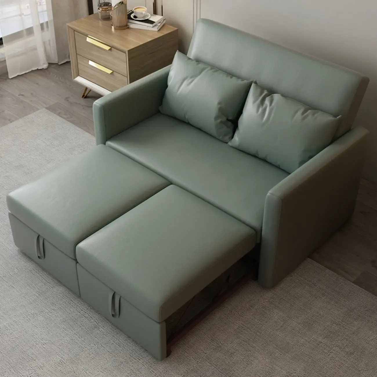 3 in 1 Pull-Out Sofa Bed Sleeper Convertible 3 Seater Sofa & Couches with 2 Drawers and 2 Pillows Image - 14