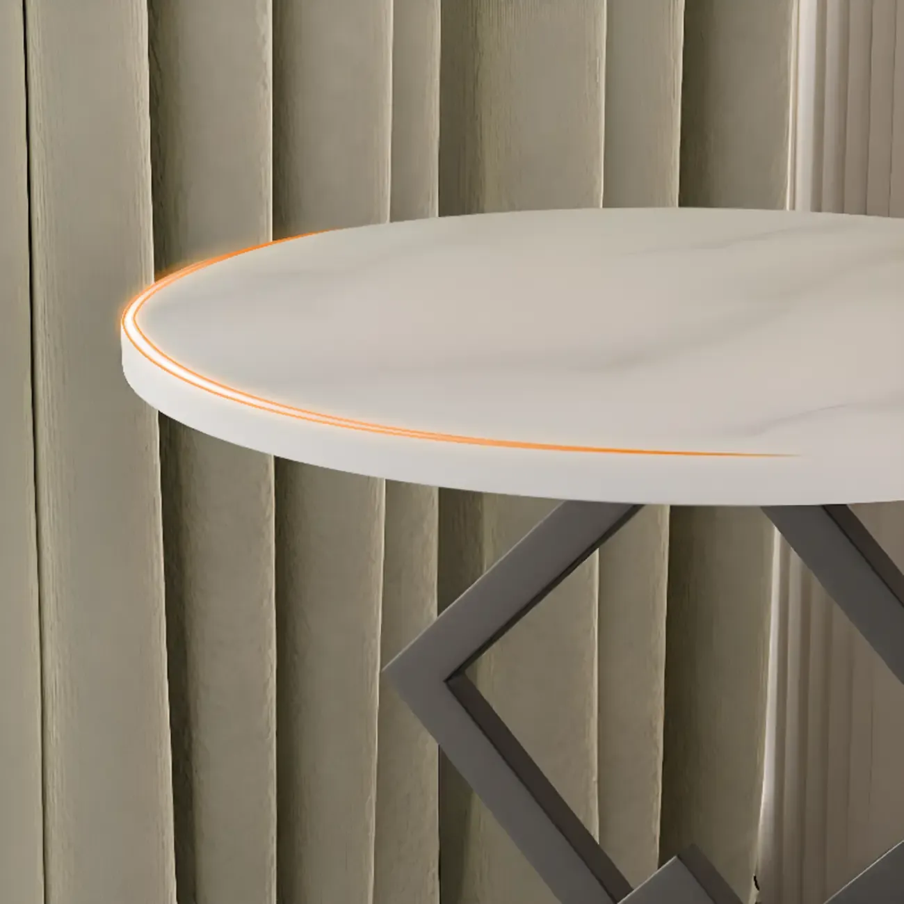 Contemporary Sintered Stone Circular Chairside Table with Framework Parlor, Table Only Image - 9